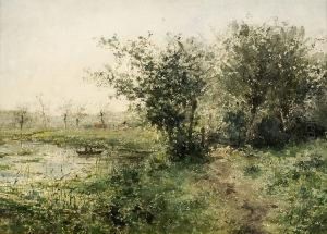 Pecheurs Sur L'etang by Armand Heins