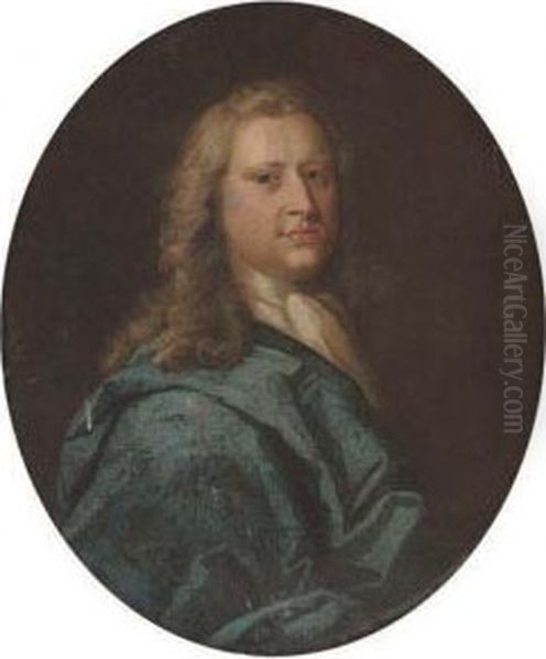 Portrait Of A Gentleman, Bust-length, In A Blue Mantle - view 1