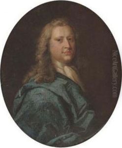 Portrait Of A Gentleman, Bust-length, In A Blue Mantle by John Theodore Sen Heins