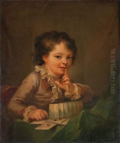 Jeune Garcon Faisant Un Chateau De Cartes - view 1
