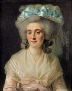 Portrait D'une Jeune Femme Au Ruban Bleu by Johann Ernst, Julius Heinsius