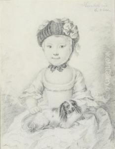 Portrait Of A Little Girl Seated With A Cavalier Spaniel On Her Lap by Johann Ernst, Julius Heinsius