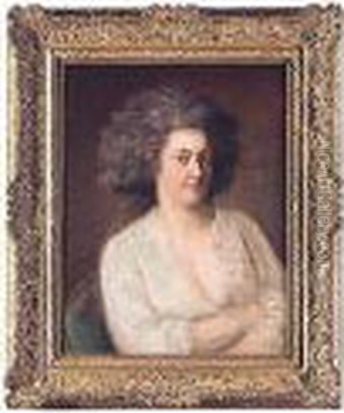 Portrait Of A Lady, Half-length, Seated, Wearing A White Dress - view 1
