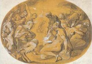 Pan Jouant De La Flute Au Milieu De Nymphes Et Satyres by Joseph Heinz I