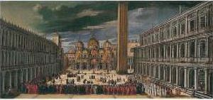 Venice, The Piazza San Marco With The Procession On The Feast Of Saint Mark