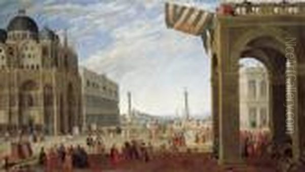 A View Of The Bacino From The 
Piazza San Marco With The Doge's Palace And The Church Of San Marco - view 1