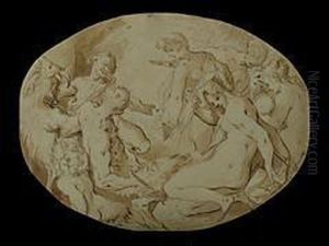 Satyr Mit Ziegenbock Und Nymphen