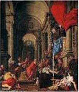 Saint Anthony Of Padua Preaching About The Miser's Heart by Johann Heiss