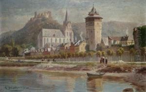 "oberwesel Am Rhein" Mit Blick Auf Die Liebfrauenkirche by Paul Heitinger