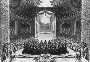 Concert in the garden of Trianon, 2nd day of celebrations at Versailles, 14th July 1668', 1675 by Francois Chauveau