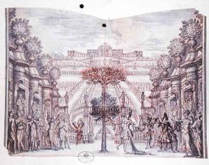Set design for 'Atys', from a collection entitled 'Les Menus Plaisirs du Roi' by Francois Chauveau