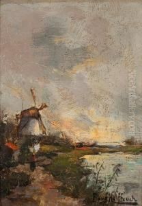 Landschaft Mit Windmuhle