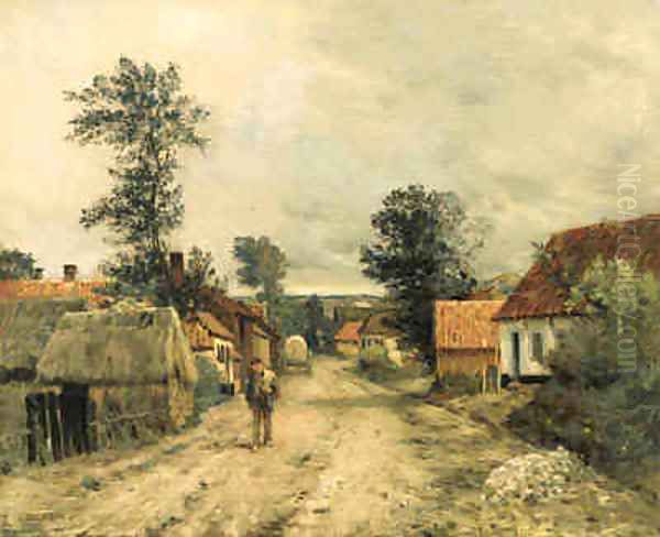 A Young Man Traveling through a Village - view 1
