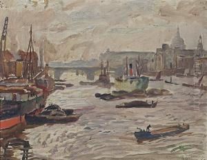 Blick Auf Einen Belebten Flus by Rudolf Hellwag