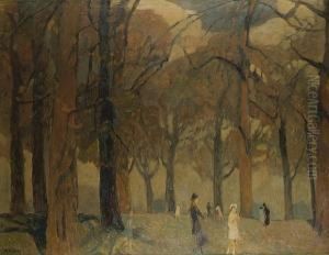 Figures In A Park. by Rudolf Hellwag