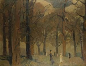Figures In A Park by Rudolf Hellwag