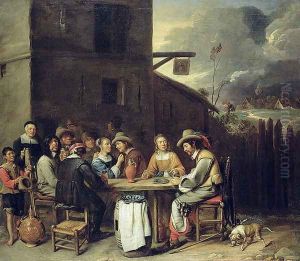 Companions Carousing in front of a Tavern, 1640-50