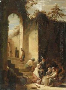 Peasants and Soldiers in a Courtyard by Joos van Craesbeeck