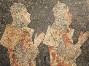 Two crusaders of the Minutolo family, from the Cappella Minutolo Two crusaders of the Minutolo family, from the Cappella Minutolo