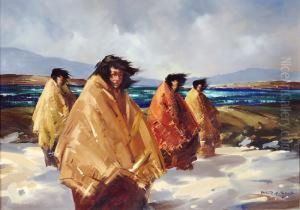 Women At The Shoreline by Arthur Henry Howard Heming
