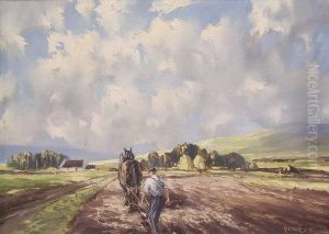 Ploughing The Field by Arthur Henry Howard Heming