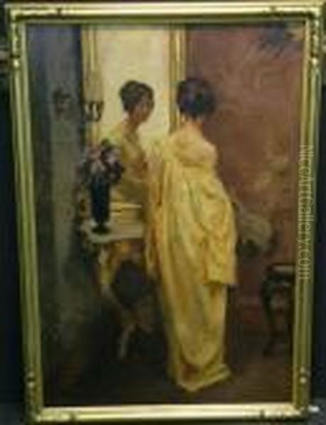 Woman In Kimono Before A Mirror - view 1