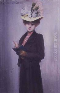 An Elegant Lady with a Blue Notebook, 1900 by Louis Robert Carrier-Belleuse