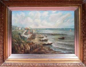 Cullercoats Bay With Fishing Cobles On The Beach