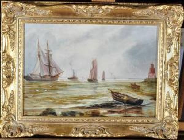 Shipping And Steam Tug Off The Coast - view 1