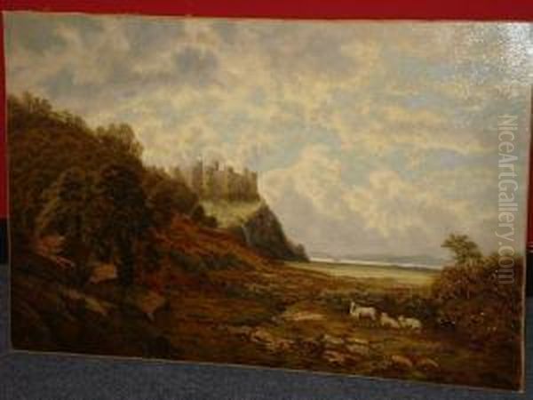 Country Landscape With A Hilltop Castle,possibly Harlech - view 1