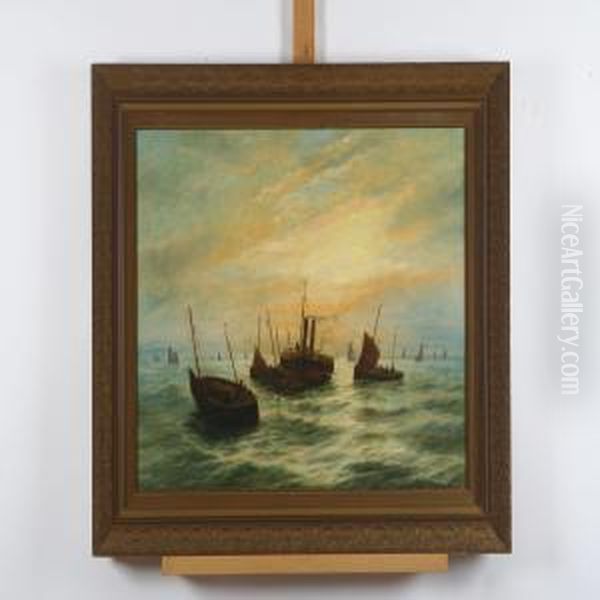 An Oceanscenery With Fishing Boats And Ships - view 1