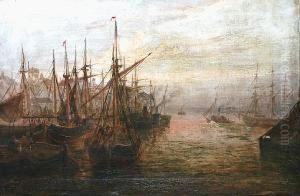 Fishing Boats In Harbour by Bernard Benedict Hemy