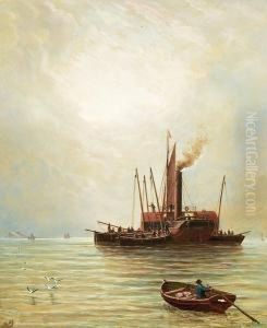 "herring Boats". Signed B. B. Hemy