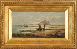 Fishermen And Their Boats, In The Background A Castle. Signed B. B. Hemy by Bernard Benedict Hemy
