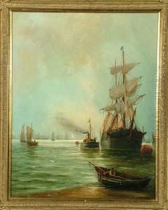 19in. X 14 3/4in. Shipping On The Tyne Signed