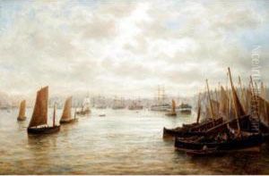 River Port With Barges by Bernard Benedict Hemy