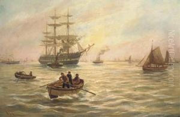 Rowing Out To The Merchant Ship - view 1