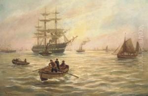 Rowing Out To The Merchant Ship by Bernard Benedict Hemy