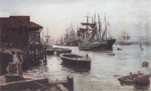 Boats At Dock On The River