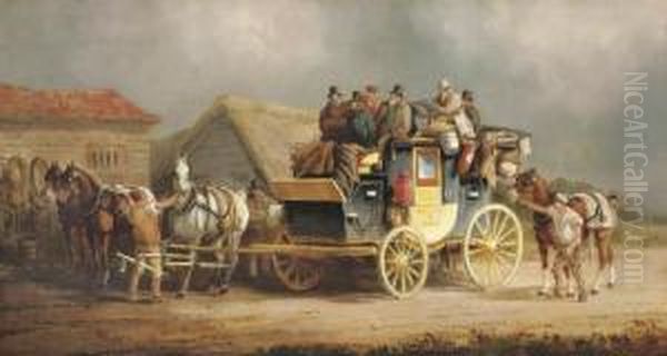 The Worcester To London Coach Changing Horses - view 1