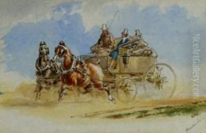 A Coach At Speedwith Two Passengers by Charles Cooper Henderson