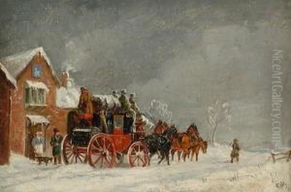 The London To York Coach In A Winter Landscape, And Another Coaching Scene - view 1