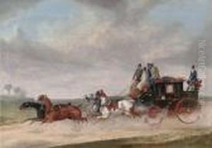 A Stagecoach At Full Speed by Charles Cooper Henderson