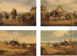 Coaching Scene; The Exeter
London Royal Mail; The Exeter Yeovil London Royal Mail; The Leeds London
Royal Mail: A Set Of Four by Charles Cooper Henderson