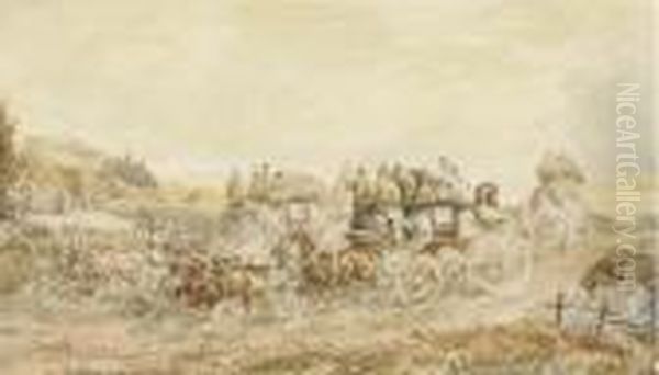 Two Opposition Coaches Passing At Speed - view 1