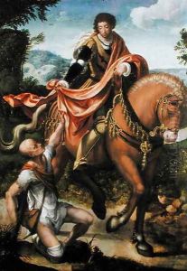 Saint Martin dividing his Cloak by Pieter Coecke Van Aelst