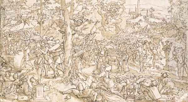 The fall of Jericho with the priests transporting the Ark of the Covenant - view 1