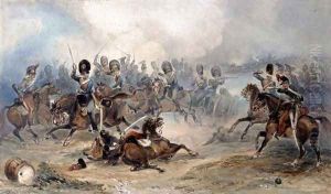 Captain Norman Ramsay, Royal Horse Artillery, Galloping his Troop Through the French Army to Safety at the Battle of Fuentes d'Onoro, 1811 by George Bryant Campion