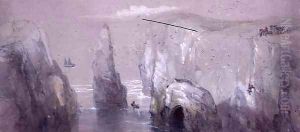 View of Flamborough Head, showing a Group of Men gathering Gulls' Eggs by George Bryant Campion