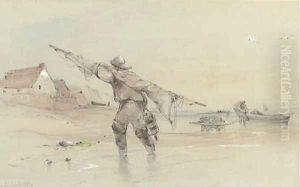 Fishermen with their boats at Sheringham by George Bryant Campion